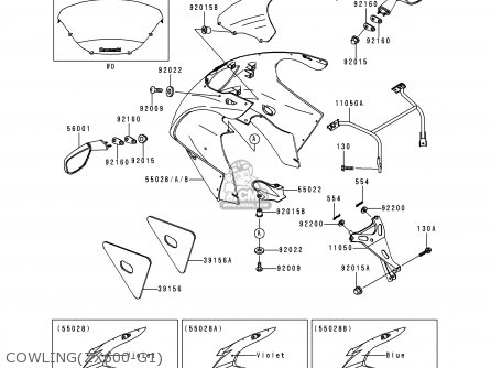 COWLING(ZX600-G1) - ZX600G1 NINJA ZX6R 1998 EUROPE UK FR NL AR FG GR IT NR SD SP