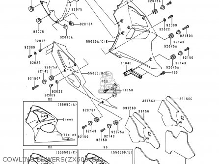 COWLING LOWERS(ZX600-G1) - ZX600G1 NINJA ZX6R 1998 EUROPE UK FR NL AR FG GR IT NR SD SP