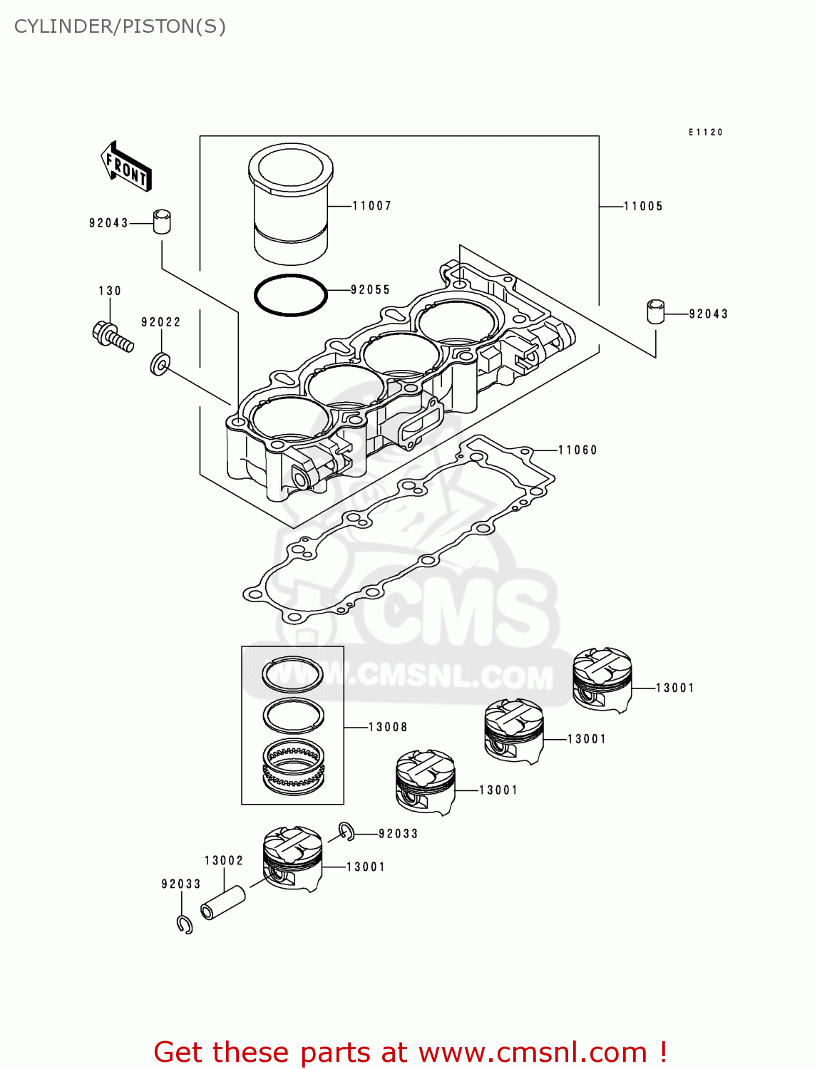 CYLINDER/PISTON(S) ZX600G1 NINJA ZX6R 1998 USA CALIFORNIA CANADA
