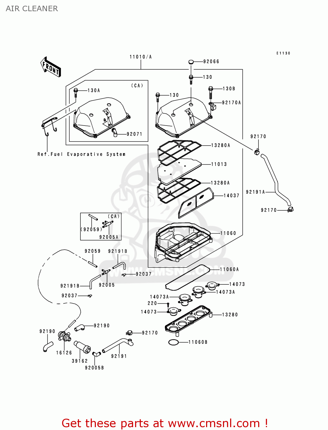 AIR CLEANER ZX600G1 NINJA ZX6R 1998 USA CALIFORNIA CANADA