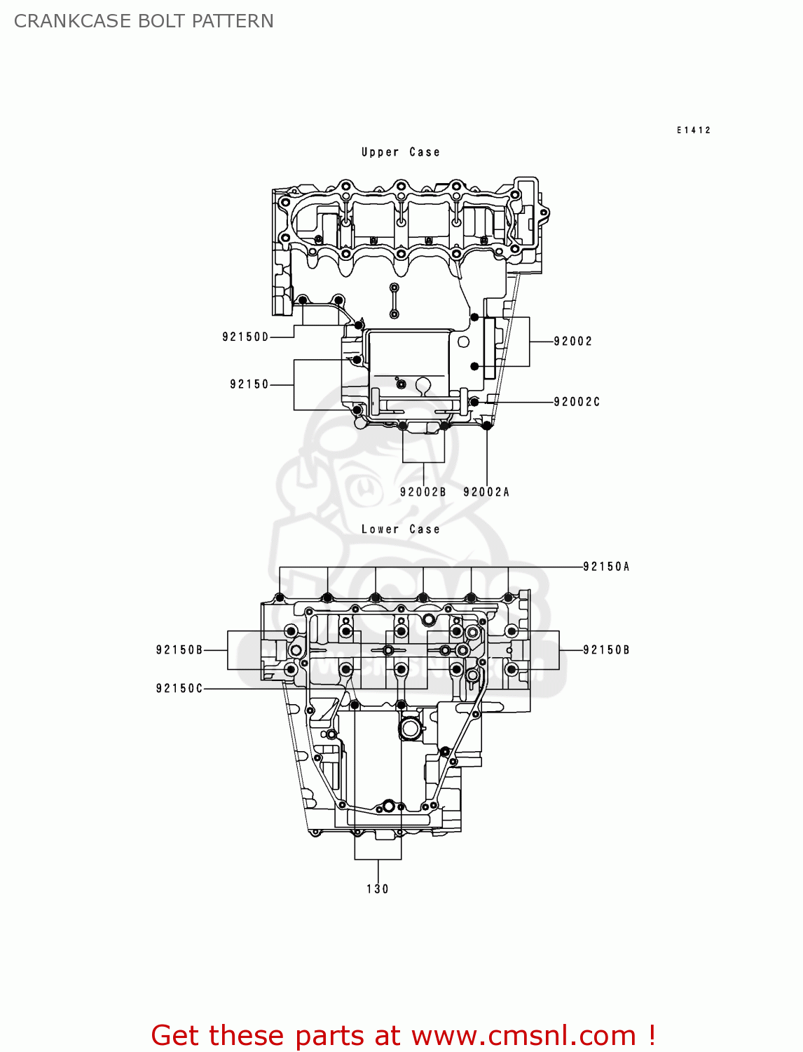 CRANKCASE BOLT PATTERN ZX600G1 NINJA ZX6R 1998 USA CALIFORNIA CANADA