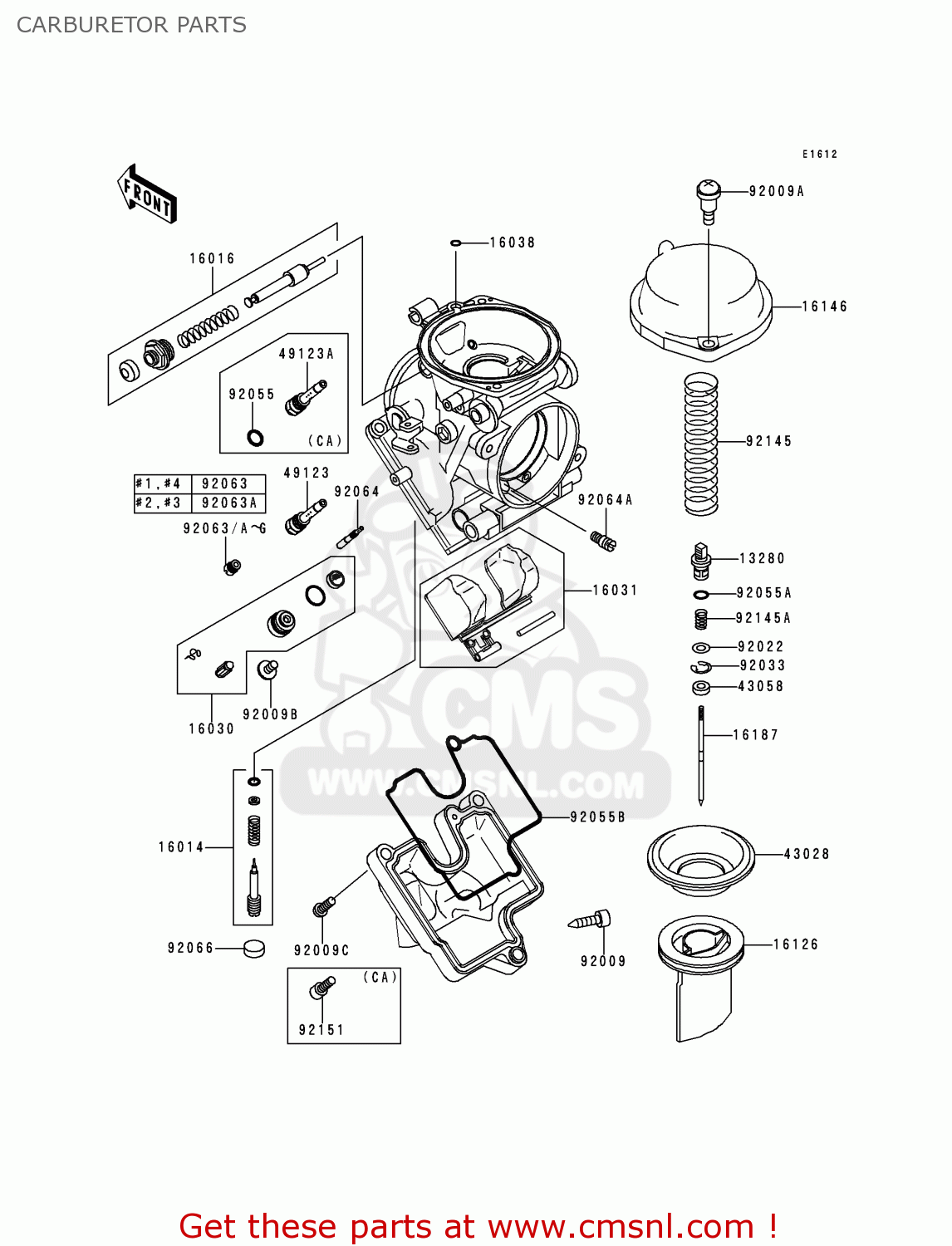 CARBURETOR PARTS ZX600G1 NINJA ZX6R 1998 USA CALIFORNIA CANADA