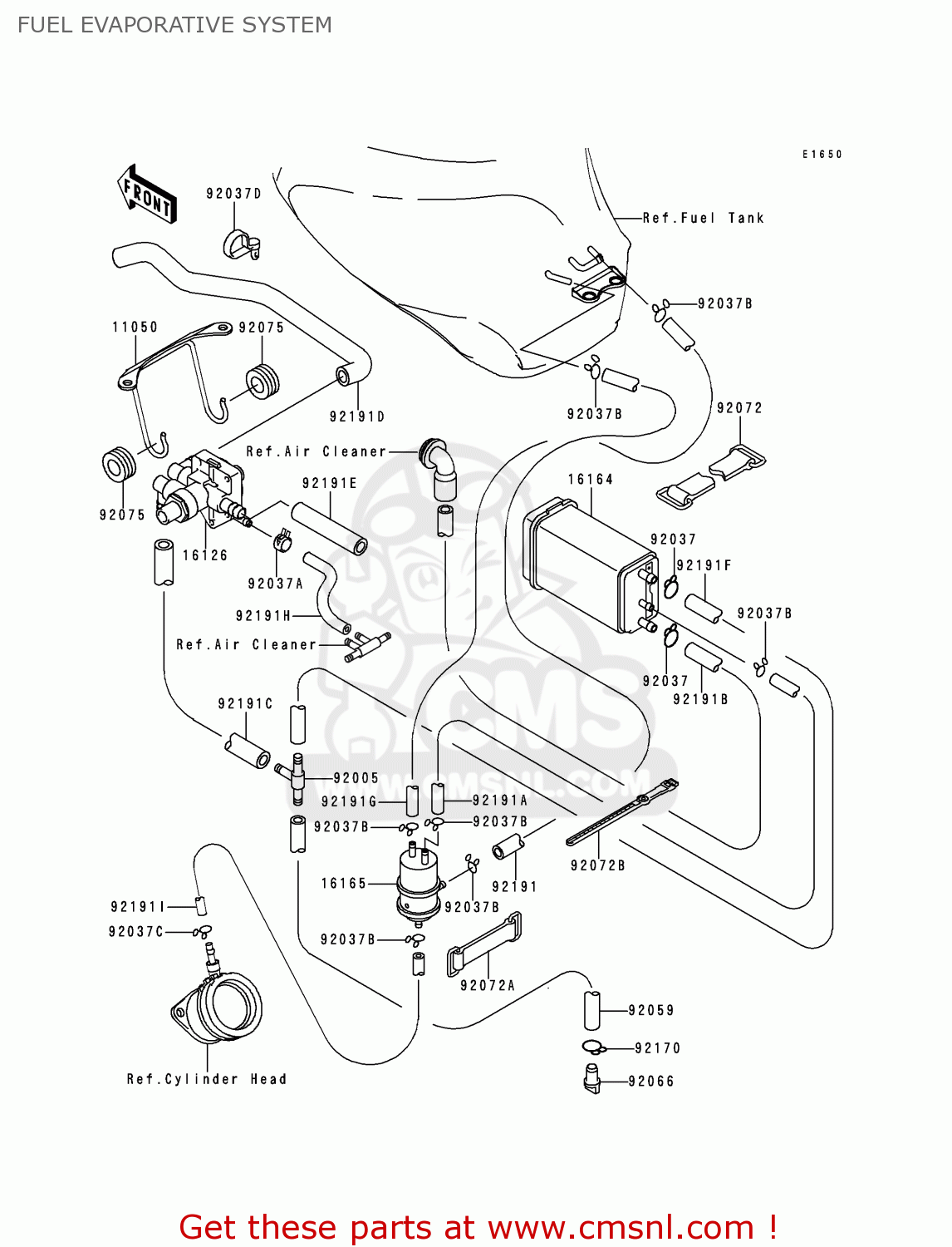 FUEL EVAPORATIVE SYSTEM ZX600G1 NINJA ZX6R 1998 USA CALIFORNIA CANADA