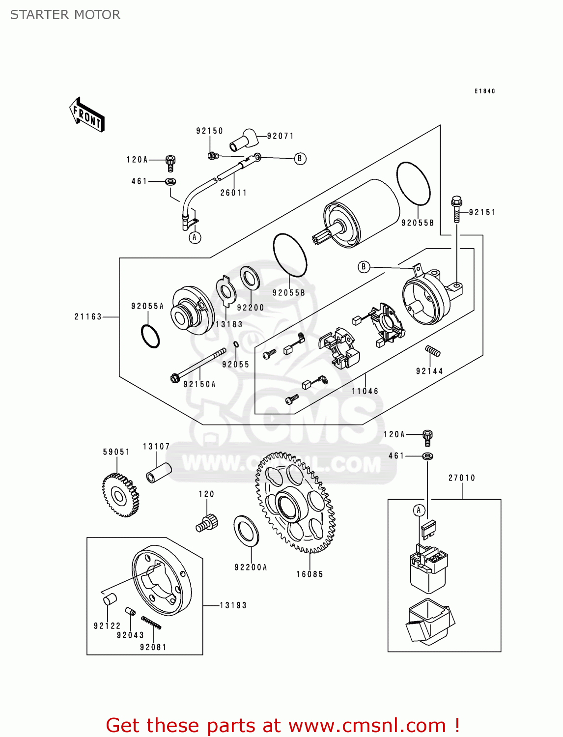 STARTER MOTOR ZX600G1 NINJA ZX6R 1998 USA CALIFORNIA CANADA