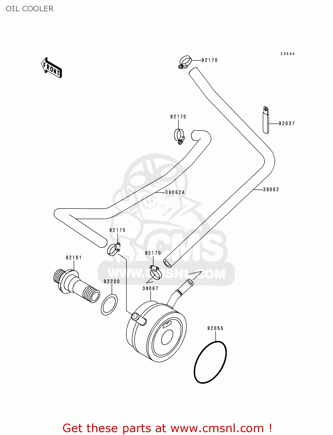 OIL COOLER ZX600G1 NINJA ZX6R 1998 USA CALIFORNIA CANADA