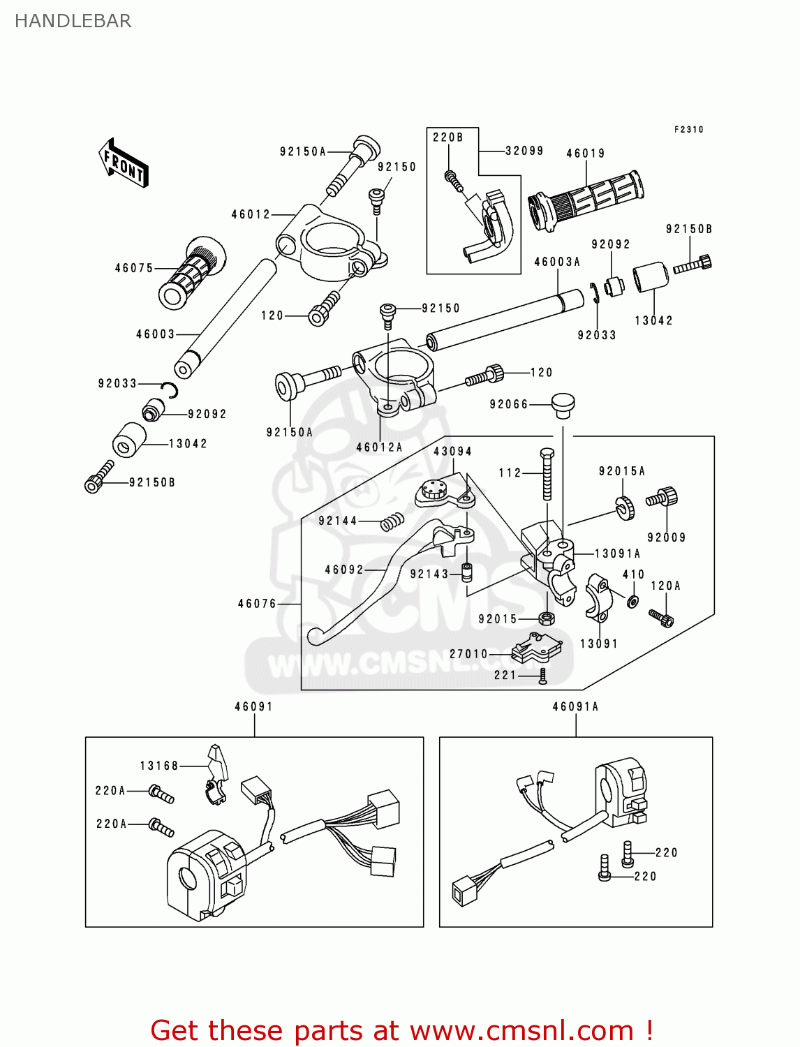 HANDLEBAR ZX600G1 NINJA ZX6R 1998 USA CALIFORNIA CANADA