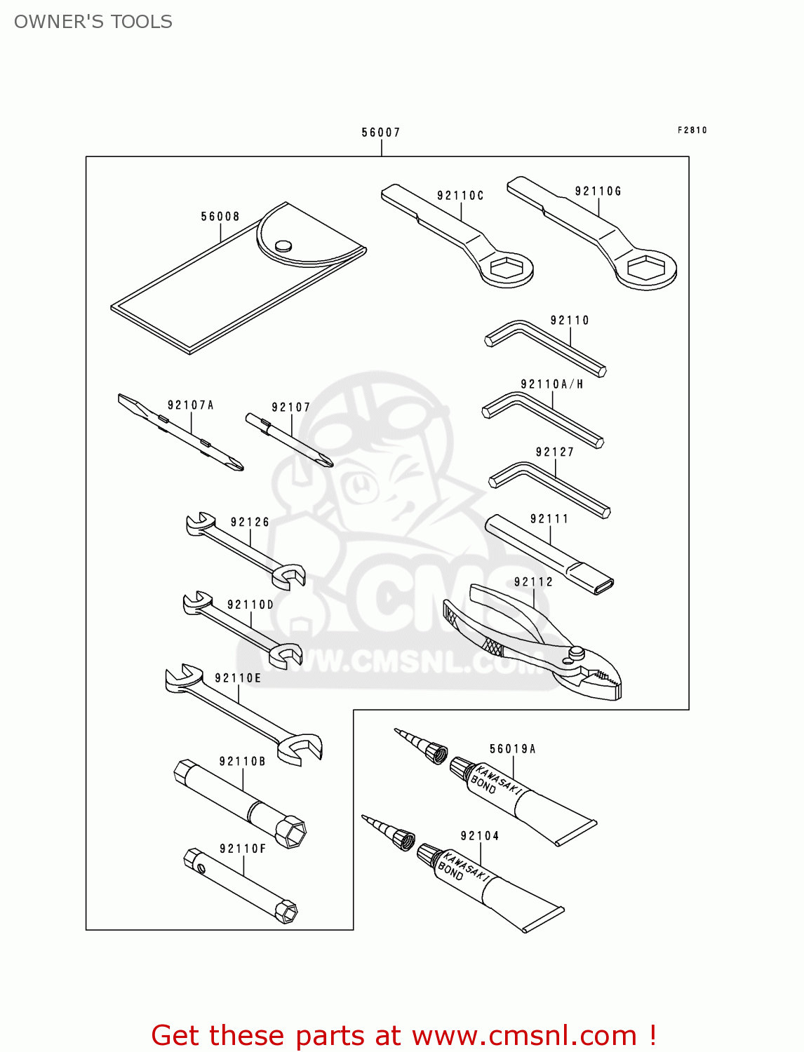 OWNER'S TOOLS ZX600G1 NINJA ZX6R 1998 USA CALIFORNIA CANADA