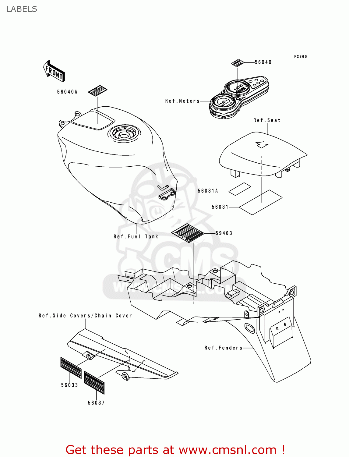 LABELS ZX600G1 NINJA ZX6R 1998 USA CALIFORNIA CANADA