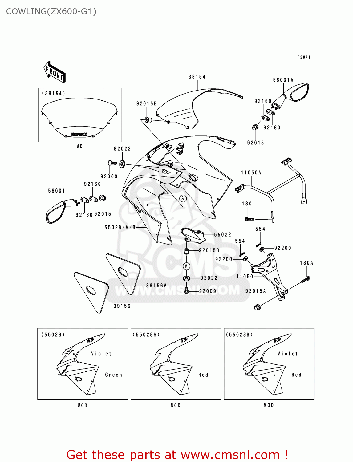 COWLING(ZX600-G1) ZX600G1 NINJA ZX6R 1998 USA CALIFORNIA CANADA