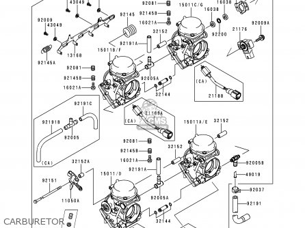 CARBURETOR - ZX600G1 NINJA ZX6R 1998 USA CALIFORNIA CANADA