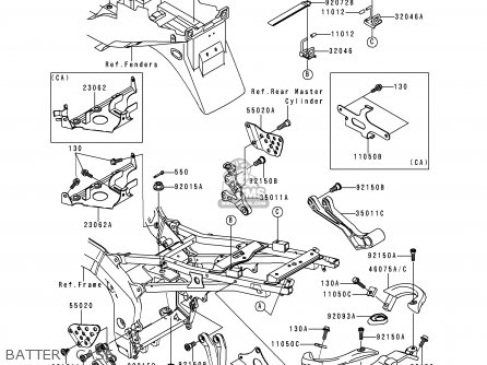 BATTERY CASE - ZX600G1 NINJA ZX6R 1998 USA CALIFORNIA CANADA
