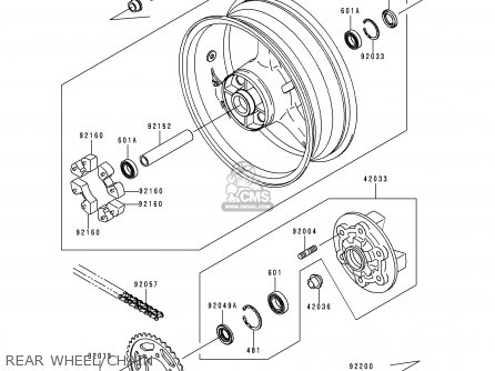 REAR WHEEL/CHAIN - ZX600G1 NINJA ZX6R 1998 USA CALIFORNIA CANADA