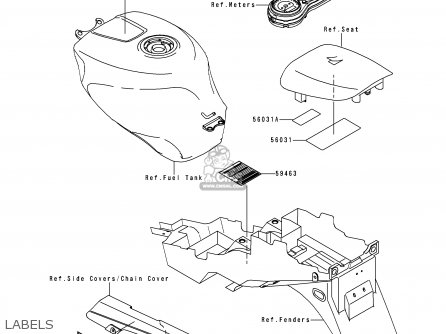 LABELS - ZX600G1 NINJA ZX6R 1998 USA CALIFORNIA CANADA