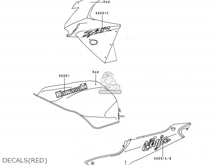 DECALS(RED) - ZX600G1 NINJA ZX6R 1998 USA CALIFORNIA CANADA