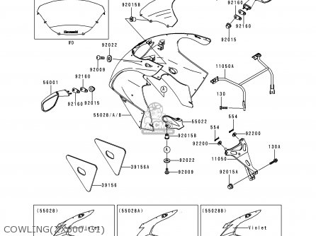COWLING(ZX600-G1) - ZX600G1 NINJA ZX6R 1998 USA CALIFORNIA CANADA