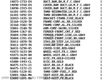 1999 ZX600-G2     B1 FIRECRACKER RED - ZX600G1 NINJA ZX6R 1998 USA CALIFORNIA CANADA