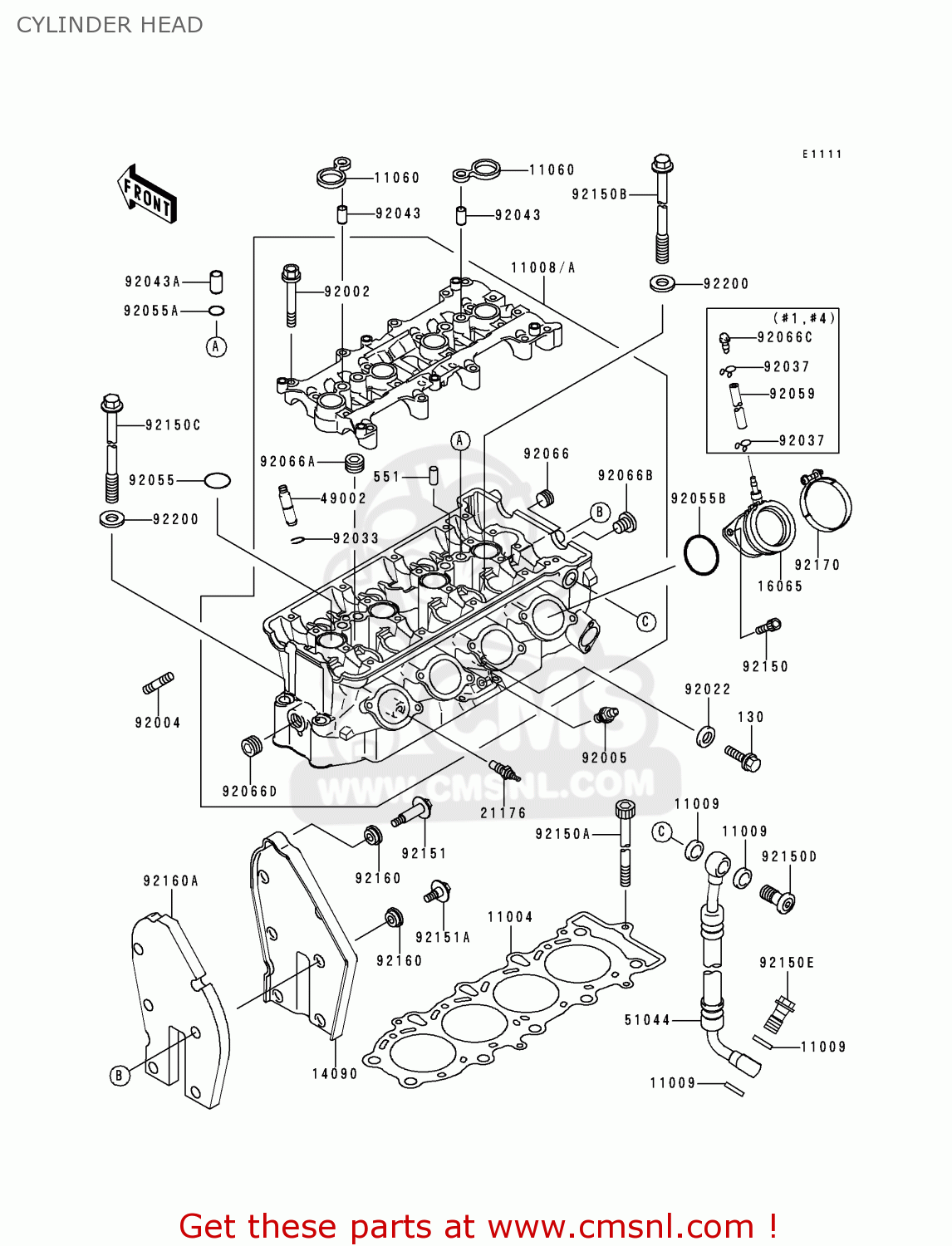 CYLINDER HEAD ZX600G2 NINJA ZX6R 1999 EUROPE UK FR NL AR FG GR IT NR SD SP