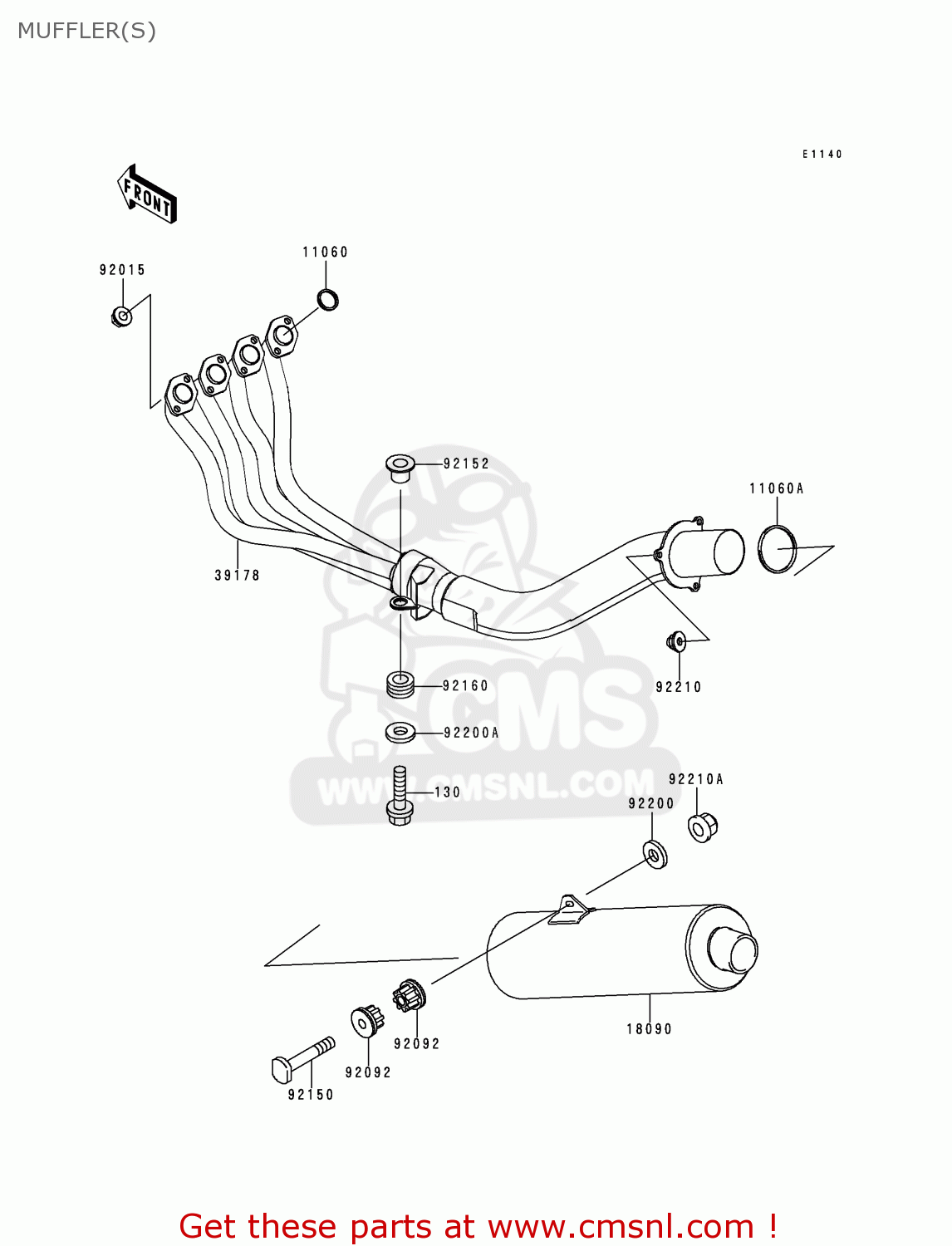 MUFFLER(S) ZX600G2 NINJA ZX6R 1999 EUROPE UK FR NL AR FG GR IT NR SD SP