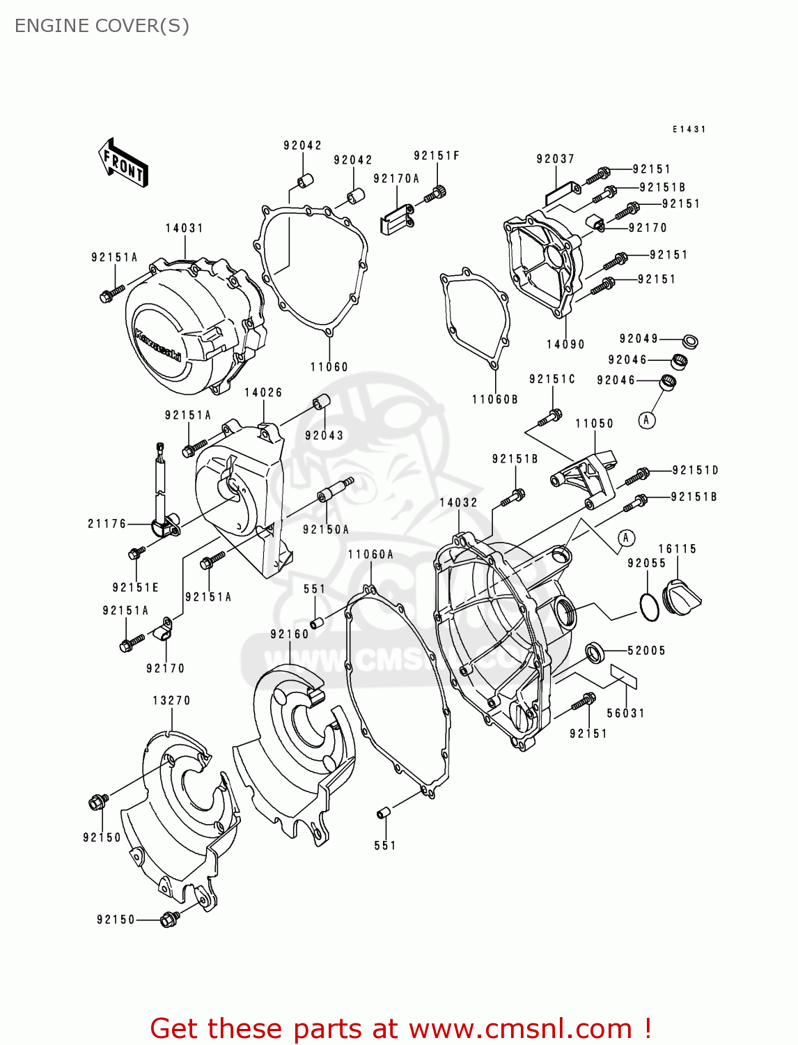 ENGINE COVER(S) ZX600G2 NINJA ZX6R 1999 EUROPE UK FR NL AR FG GR IT NR SD SP