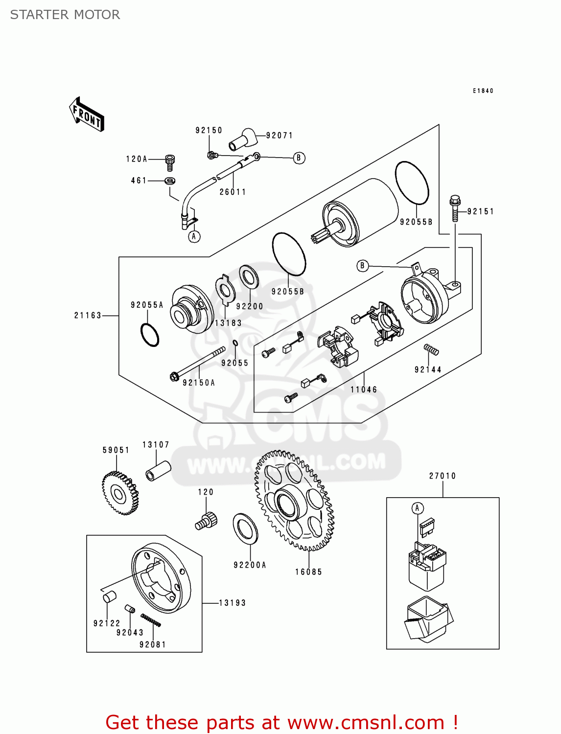 STARTER MOTOR ZX600G2 NINJA ZX6R 1999 EUROPE UK FR NL AR FG GR IT NR SD SP