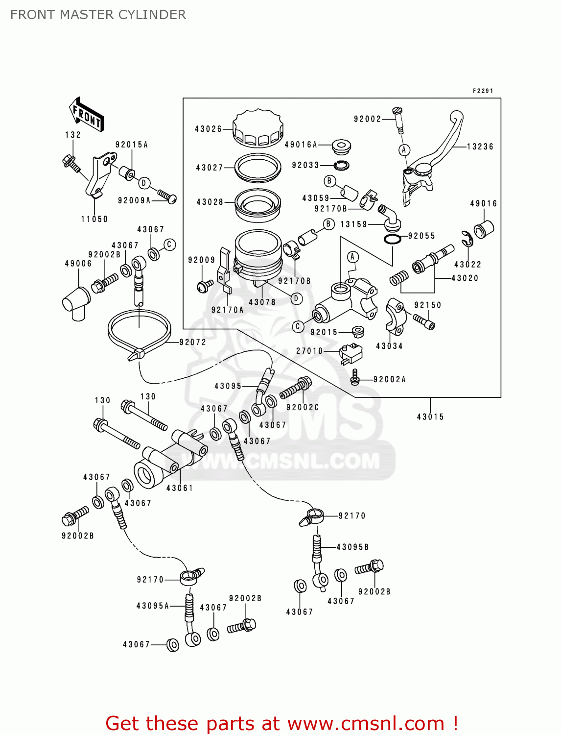 FRONT MASTER CYLINDER ZX600G2 NINJA ZX6R 1999 EUROPE UK FR NL AR FG GR IT NR SD SP