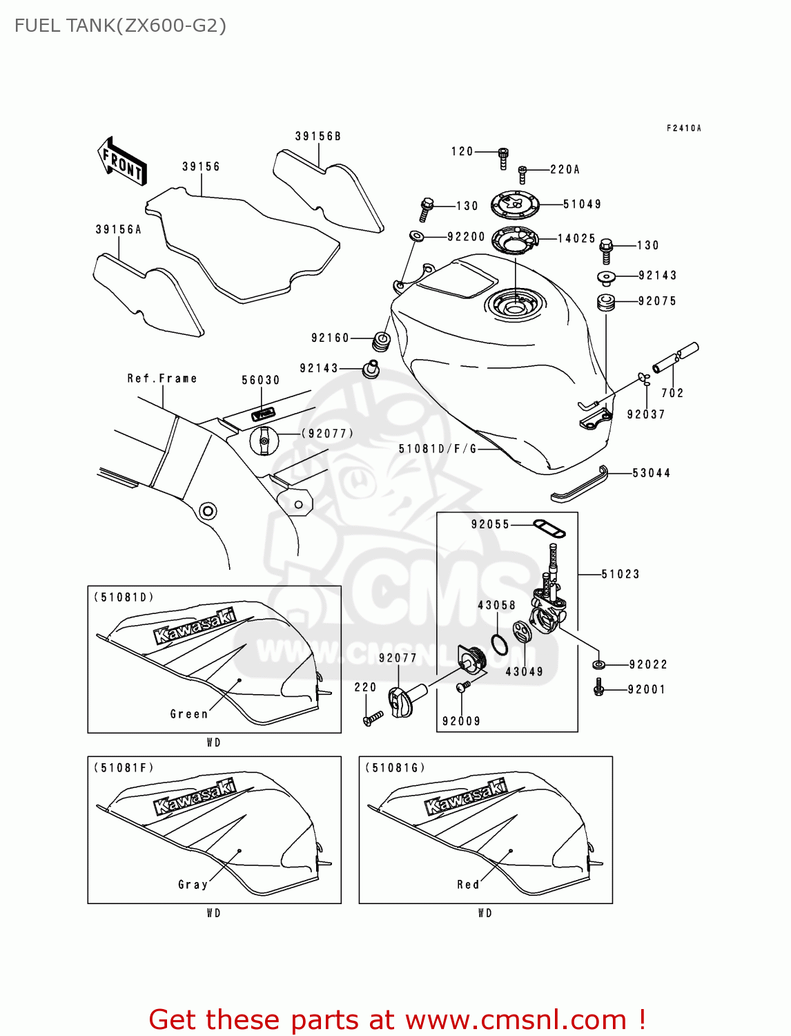 FUEL TANK(ZX600-G2) ZX600G2 NINJA ZX6R 1999 EUROPE UK FR NL AR FG GR IT NR SD SP