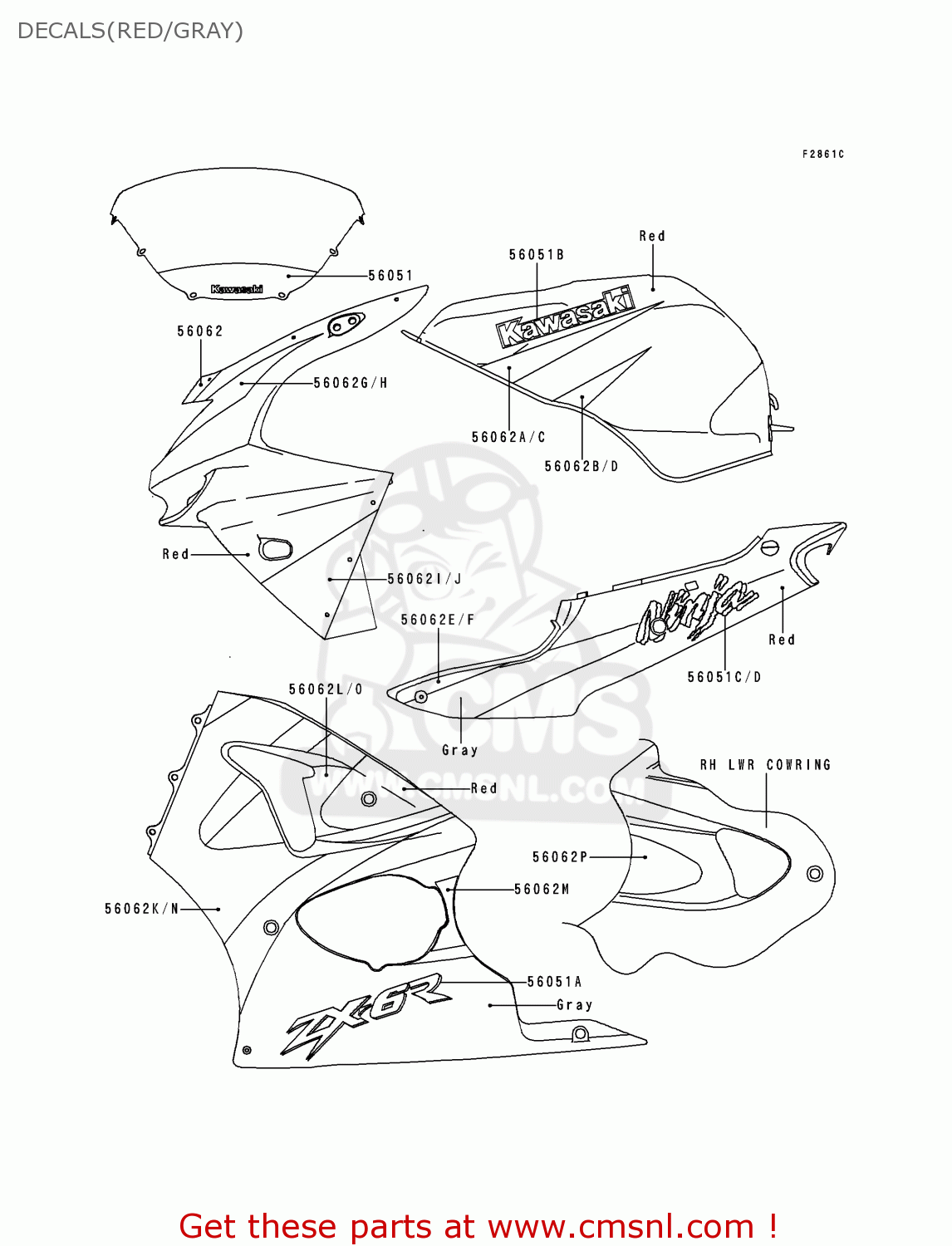 DECALS(RED/GRAY) ZX600G2 NINJA ZX6R 1999 EUROPE UK FR NL AR FG GR IT NR SD SP