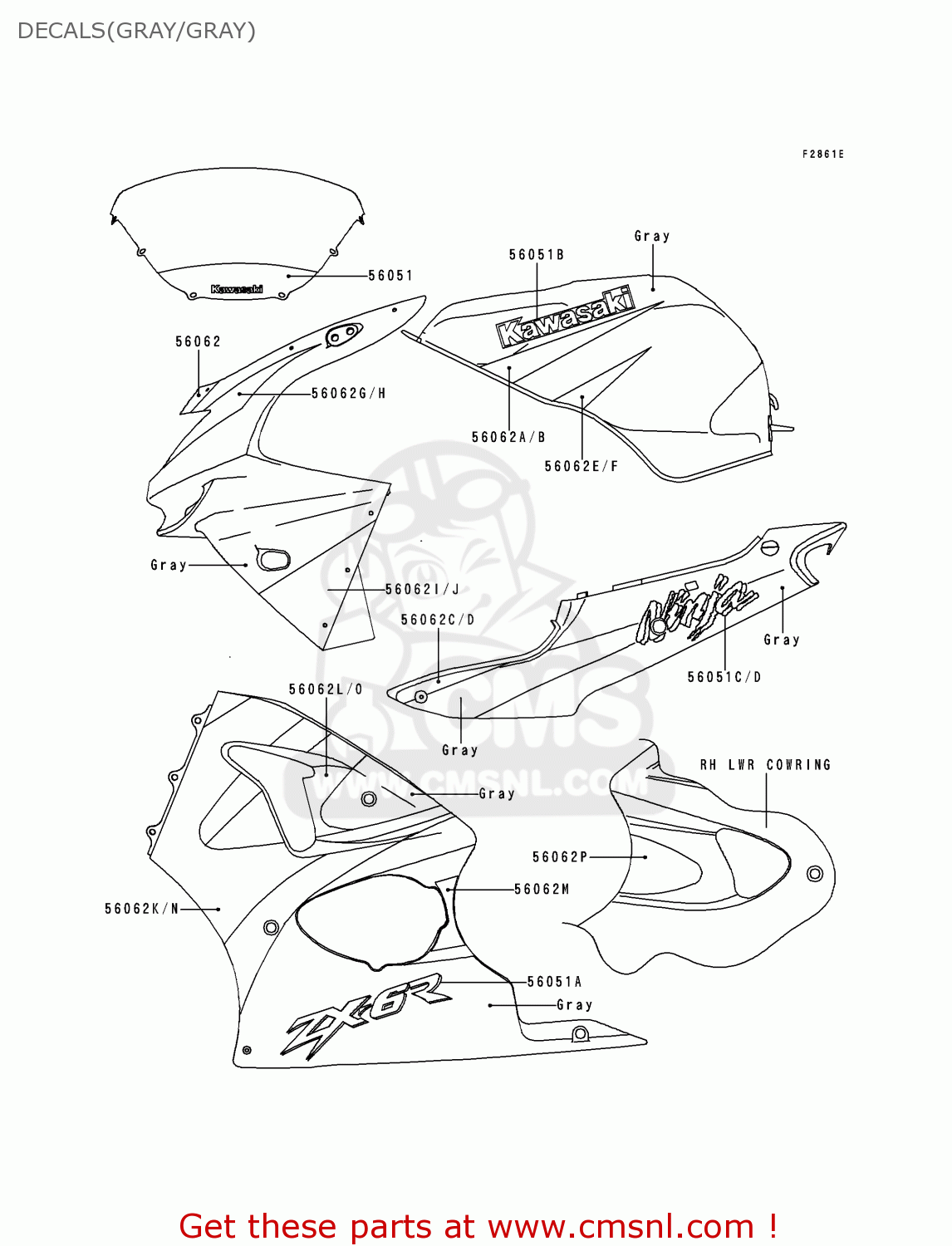 DECALS(GRAY/GRAY) ZX600G2 NINJA ZX6R 1999 EUROPE UK FR NL AR FG GR IT NR SD SP
