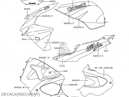 DECALS(RED/GRAY) - ZX600G2 NINJA ZX6R 1999 EUROPE UK FR NL AR FG GR IT NR SD SP