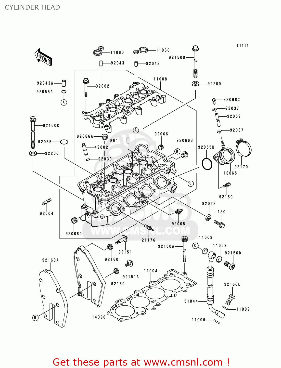 CYLINDER HEAD ZX600G2 NINJA ZX6R 1999 USA CALIFORNIA CANADA