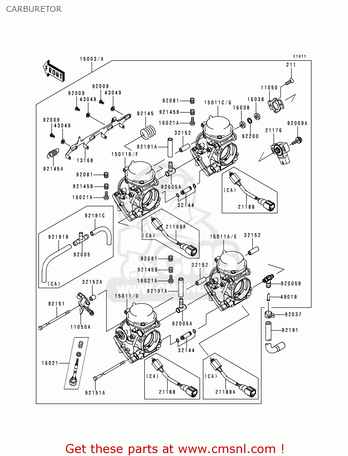 CARBURETOR ZX600G2 NINJA ZX6R 1999 USA CALIFORNIA CANADA
