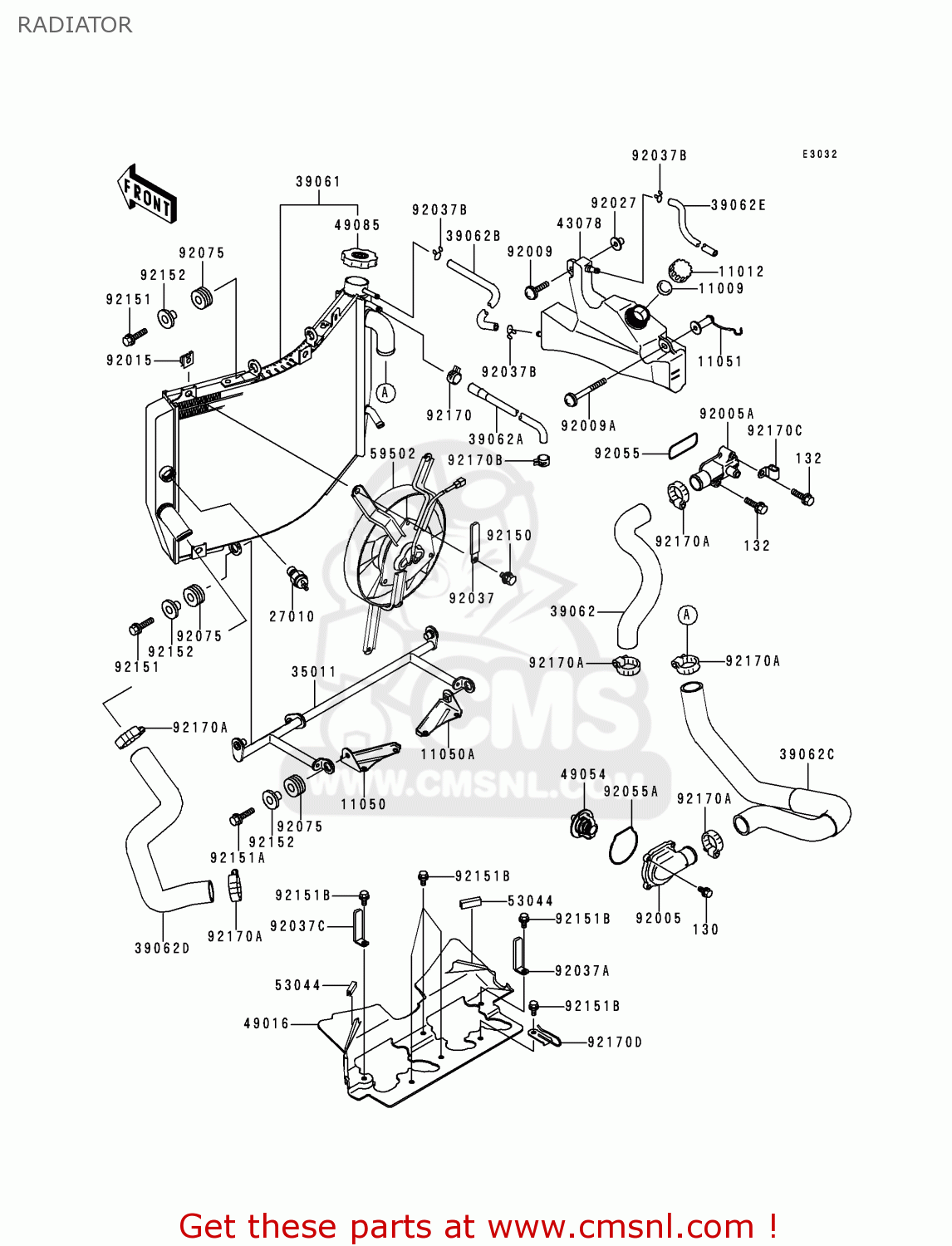RADIATOR ZX600G2 NINJA ZX6R 1999 USA CALIFORNIA CANADA