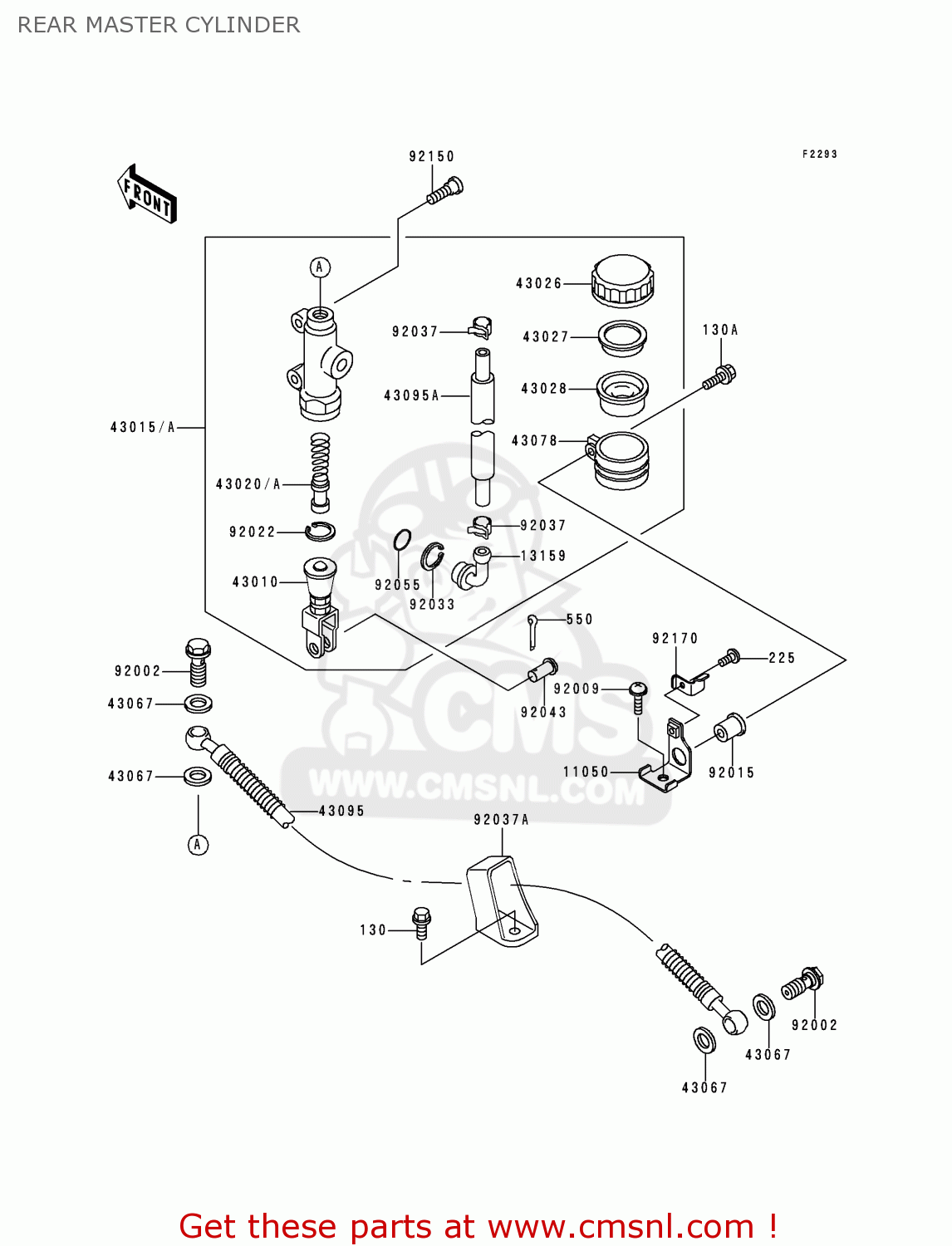 REAR MASTER CYLINDER ZX600G2 NINJA ZX6R 1999 USA CALIFORNIA CANADA