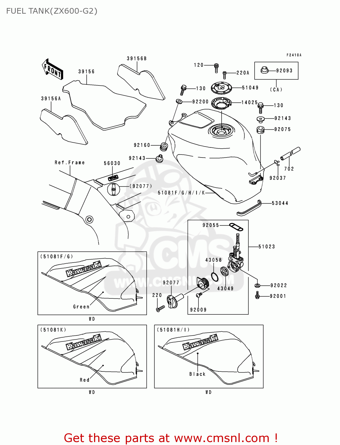 FUEL TANK(ZX600-G2) ZX600G2 NINJA ZX6R 1999 USA CALIFORNIA CANADA