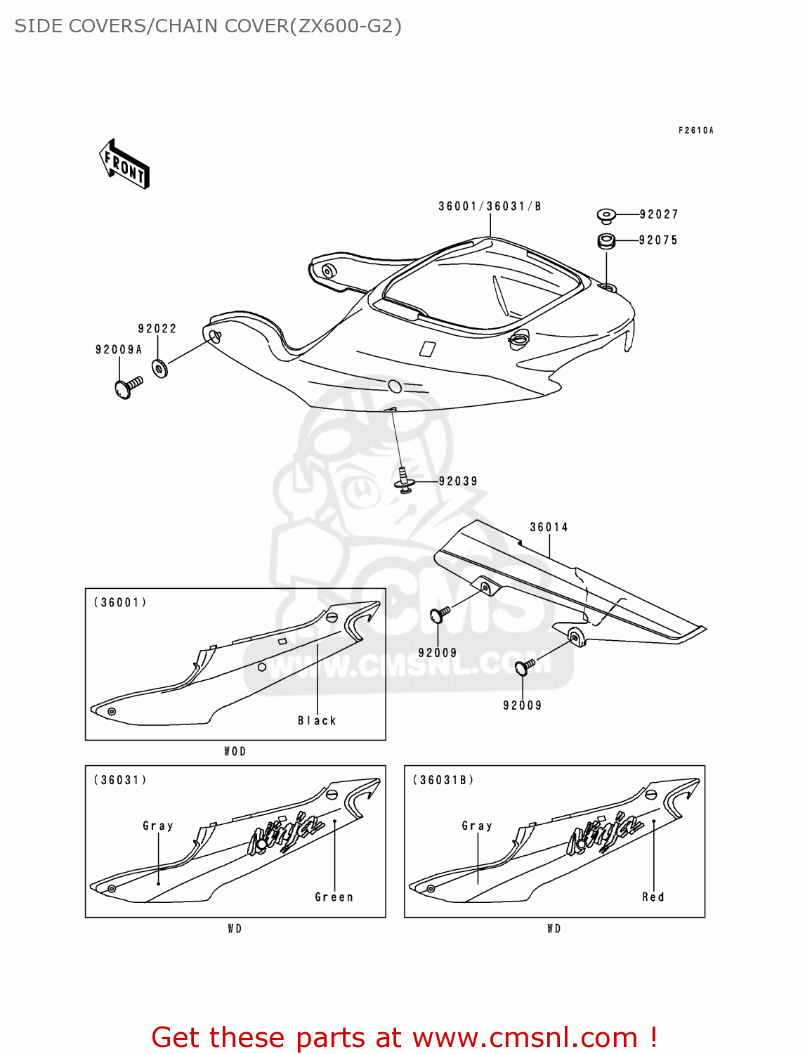 SIDE COVERS/CHAIN COVER(ZX600-G2) ZX600G2 NINJA ZX6R 1999 USA CALIFORNIA CANADA