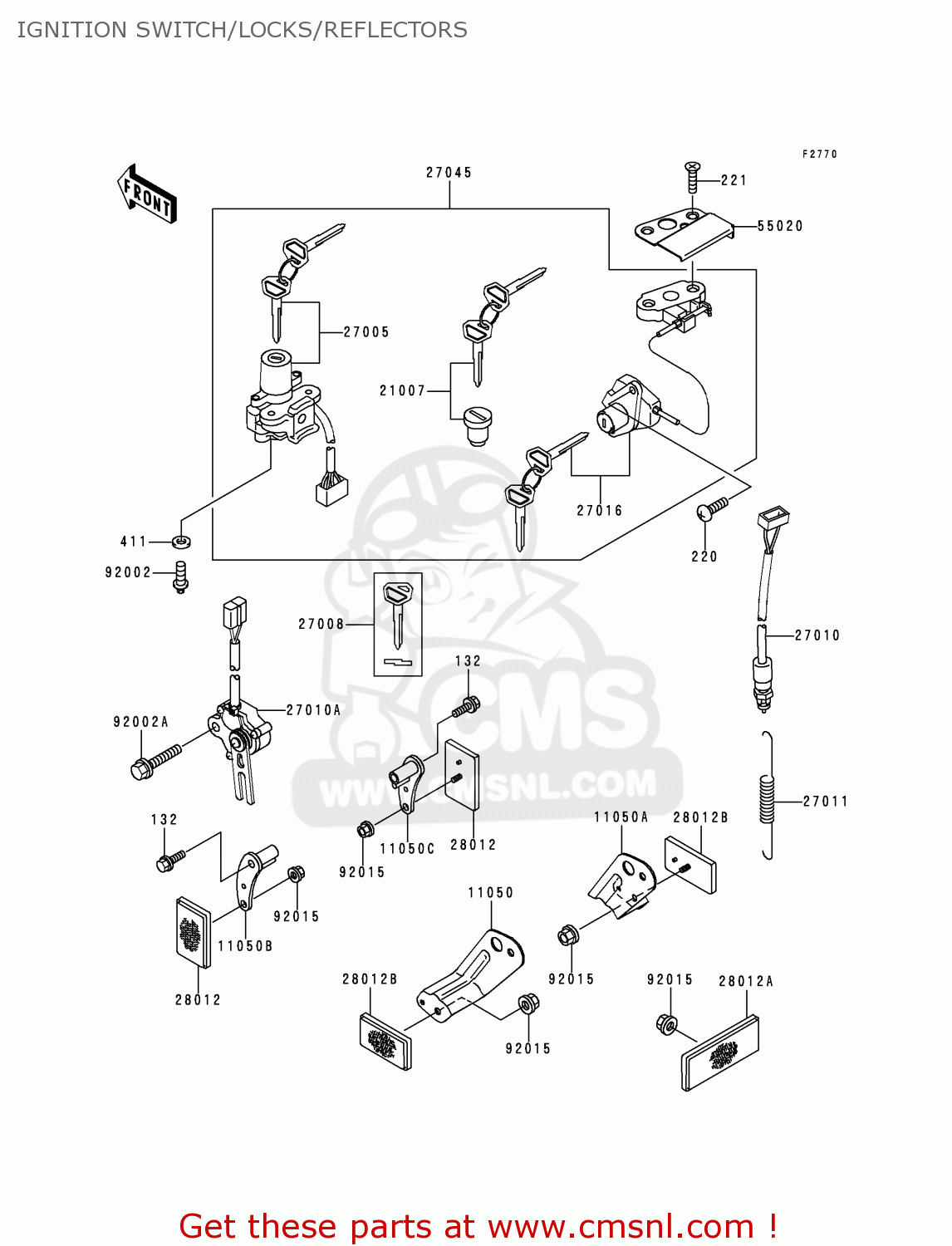 IGNITION SWITCH/LOCKS/REFLECTORS ZX600G2 NINJA ZX6R 1999 USA CALIFORNIA CANADA