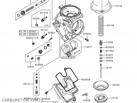 CARBURETOR PARTS - ZX600G2 NINJA ZX6R 1999 USA CALIFORNIA CANADA