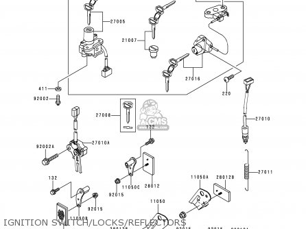 IGNITION SWITCH/LOCKS/REFLECTORS - ZX600G2 NINJA ZX6R 1999 USA CALIFORNIA CANADA