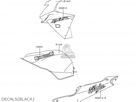 DECALS(BLACK) - ZX600G2 NINJA ZX6R 1999 USA CALIFORNIA CANADA