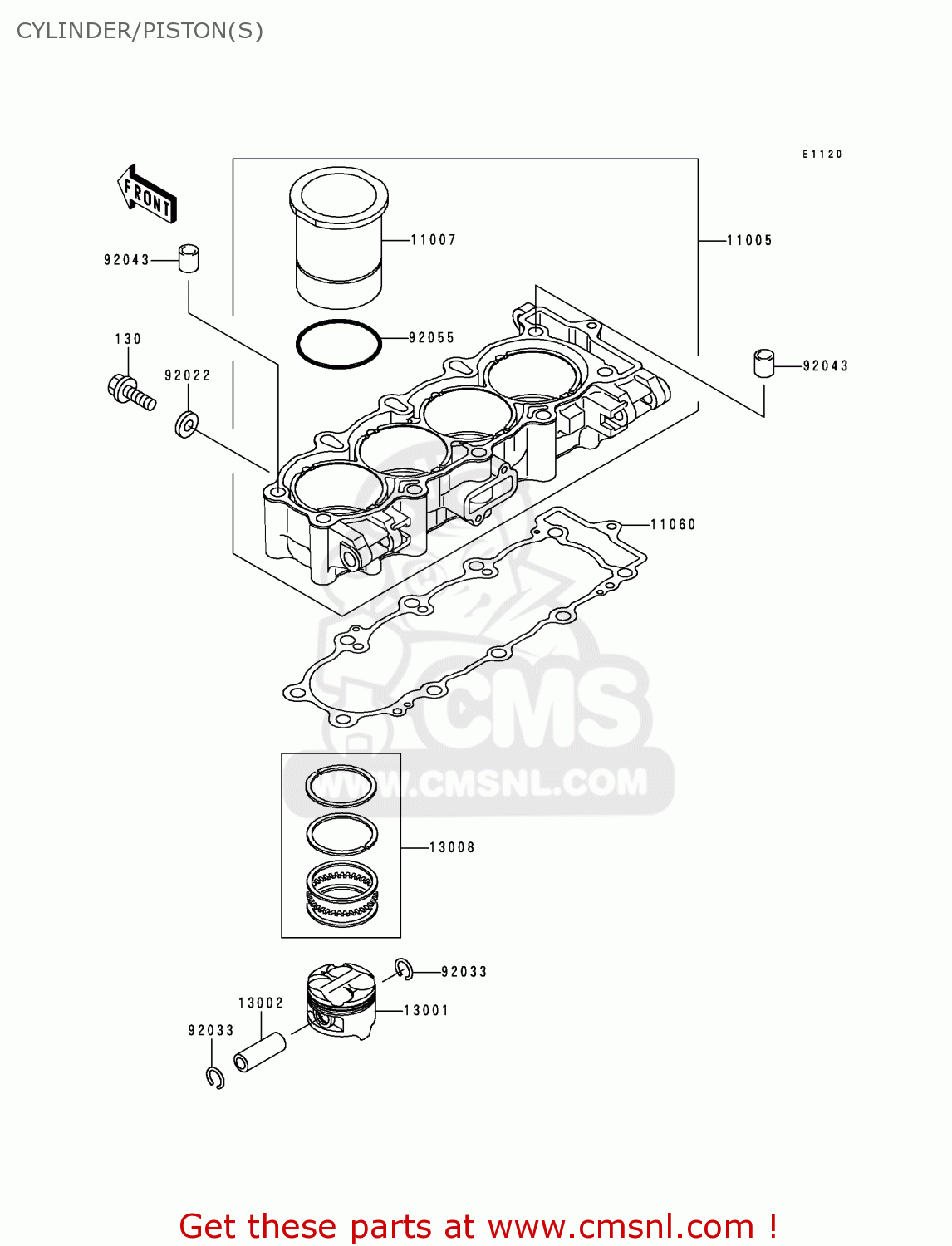 CYLINDER/PISTON(S) ZX600H1 NINJA ZX6R 1998 FG ST