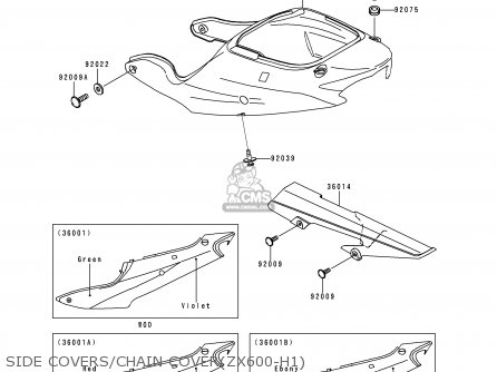 SIDE COVERS/CHAIN COVER(ZX600-H1) - ZX600H1 NINJA ZX6R 1998 FG ST