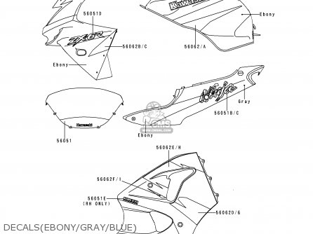 DECALS(EBONY/GRAY/BLUE) - ZX600H1 NINJA ZX6R 1998 FG ST