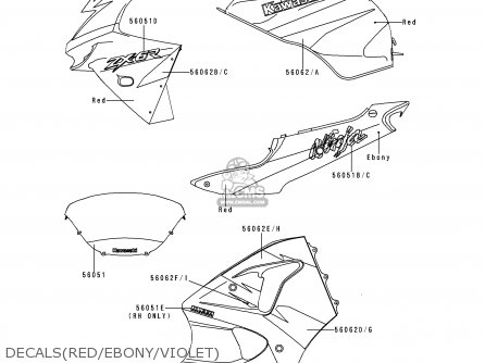 DECALS(RED/EBONY/VIOLET) - ZX600H1 NINJA ZX6R 1998 FG ST