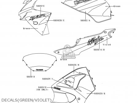 DECALS(GREEN/VIOLET) - ZX600H1 NINJA ZX6R 1998 FG ST