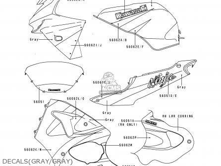 Kawasaki ZX600H2 NINJA ZX6R 1999 FG ST parts lists and