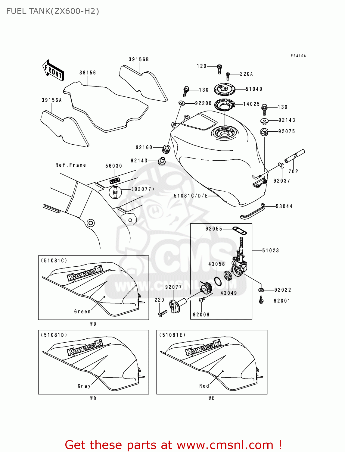 FUEL TANK(ZX600-H2) ZX600H2 NINJA ZX6R 1999 FG ST