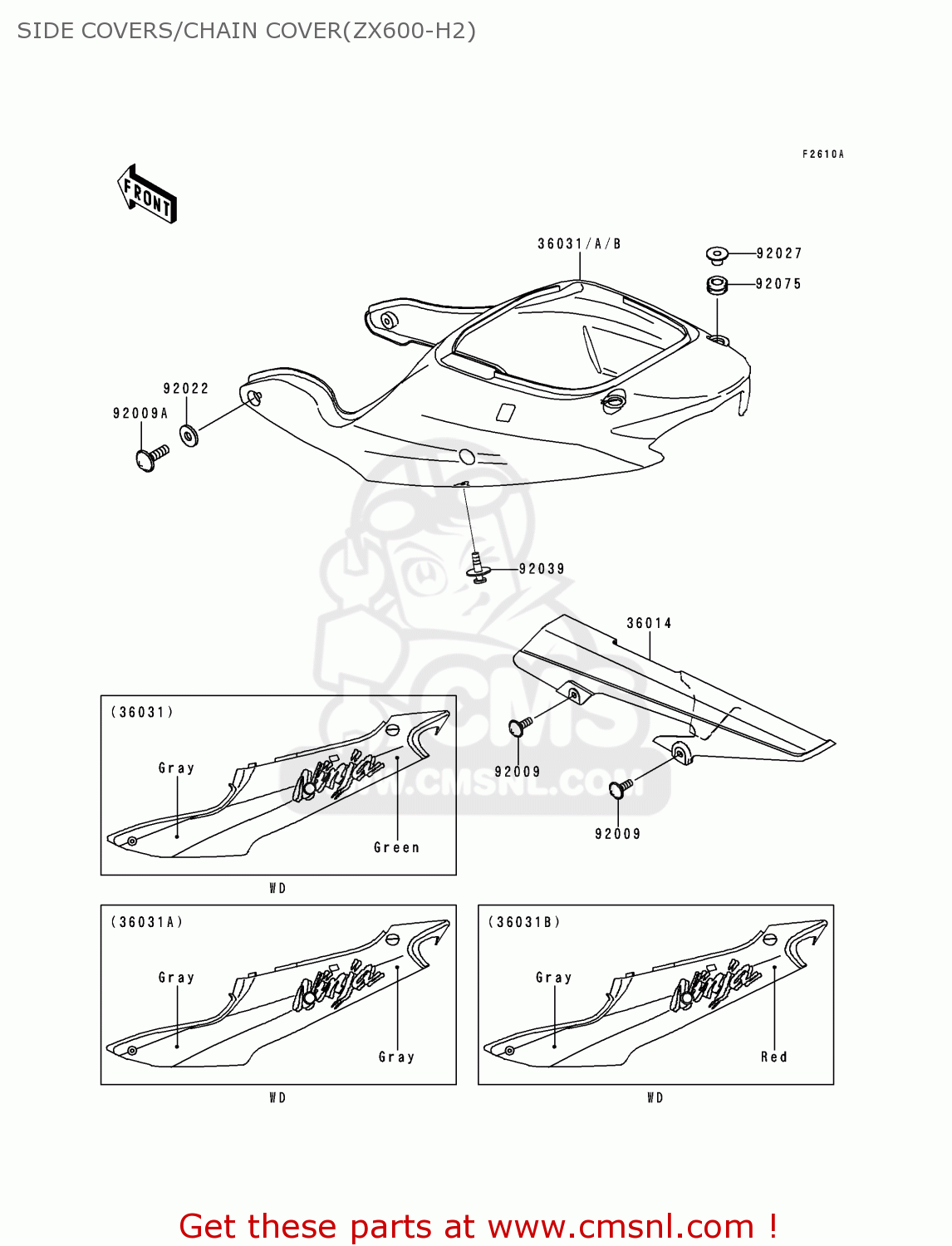 SIDE COVERS/CHAIN COVER(ZX600-H2) ZX600H2 NINJA ZX6R 1999 FG ST