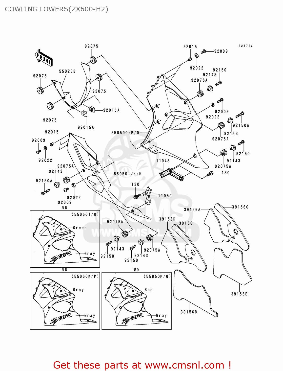 COWLING LOWERS(ZX600-H2) ZX600H2 NINJA ZX6R 1999 FG ST