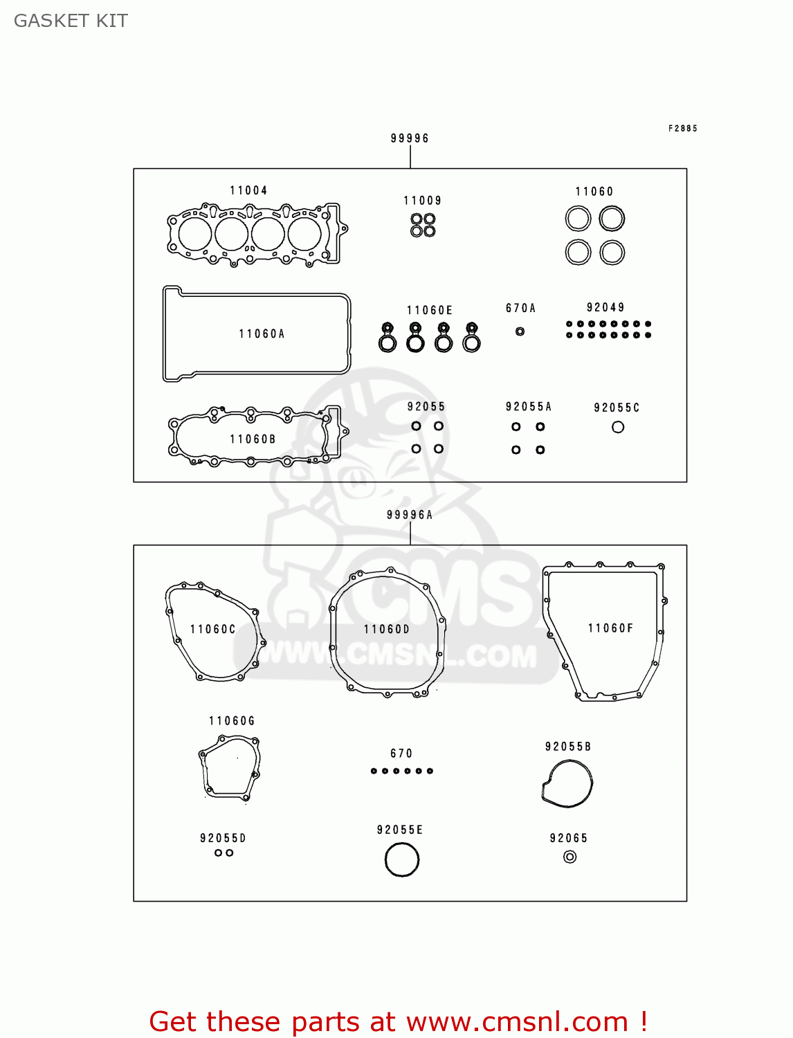GASKET KIT ZX600H2 NINJA ZX6R 1999 FG ST