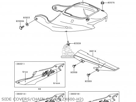 SIDE COVERS/CHAIN COVER(ZX600-H2) - ZX600H2 NINJA ZX6R 1999 FG ST